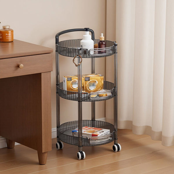 1pc 3-layer Slim Rolling Storage Cart with 4-Wheel Mobility, Practic Plastic Kitchen Storage Trolley with Handle and Hook, Multifuctional Shelving Unit Storage Rack Oganizer for Snack, Book, Sundries in Bathroom, Bedroom, Kitchen & Home Organization
