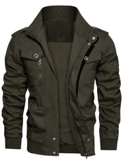 Men's Tactical Jacket with Multiple Pockets, Practical Workwear Style Coat