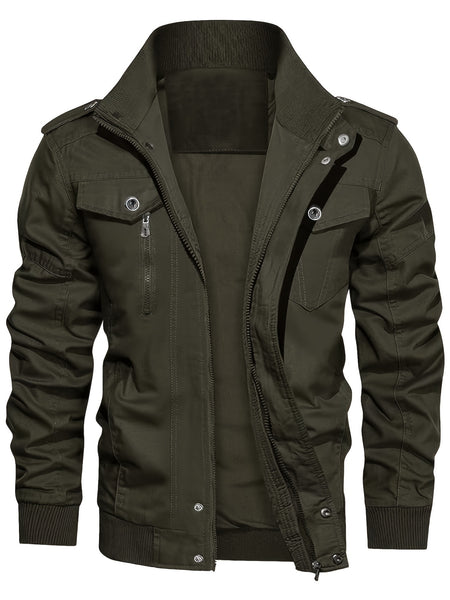 Men's Tactical Jacket with Multiple Pockets, Practical Workwear Style Coat