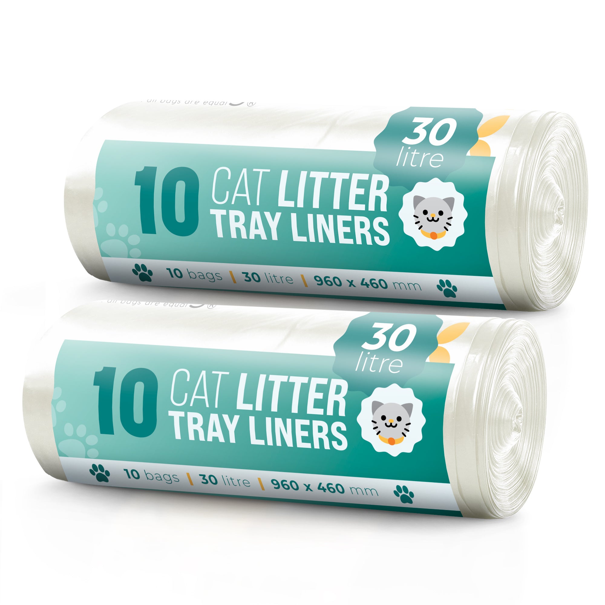 Ecobag Cat Litter Tray Liners - 30L - Heavy Duty Cat Litter Bags, Recycled Litter Liners, Durable Cat Tray Liners Easy to Dispose
