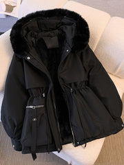 [Winter Coat Women] Women's Parka Autumn And Winter 2025 New Slim Parka, Fashionable And Versatile Plush One-piece Coat, Solid Color Daily Casual Style, Elegant Temperament Style, Comfortable And Warm to Wear, Halloween And Christmas Clothes Women