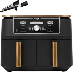 Ninja Foodi Dual Zone Digital Air Fryer, 2 Drawers, 7.6L, 6-In-1, Uses No Oil, Air Fry, Max Crisp, Roast, Bake, Reheat, Dehydrate, Cooks 4-6 Portions, Non-Stick, Dishwasher Safe Baskets, Black AF300UK