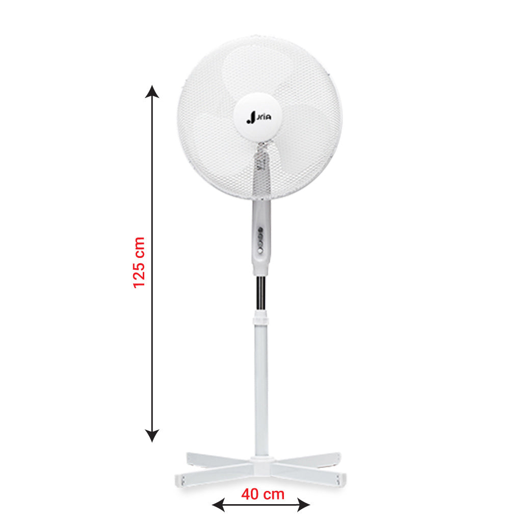 JriA 16” Inch Oscillating Pedestal Air Cooling Electric Fan 90°Oscillation 3 Speed Control Adjustable Extendable Stand Hot Summer Air Cooling Electric Portable Stand Fan (16 Inch Without Remote, White)