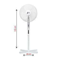 JriA 16” Inch Oscillating Pedestal Air Cooling Electric Fan 90°Oscillation 3 Speed Control Adjustable Extendable Stand Hot Summer Air Cooling Electric Portable Stand Fan (16 Inch Without Remote, White)
