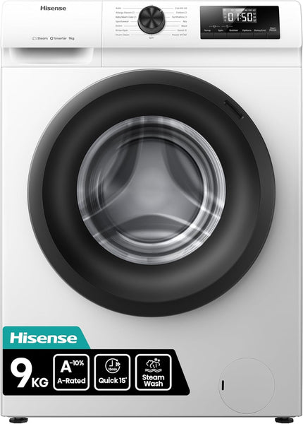 Hisense 1Q Series WF1Q8041BW Freestanding 8 KG Front Load Washing Durable Inverter Machine, Steam Wash, Quick Wash, 15 Washing Programs 1400 RPM White - Energy Rating A