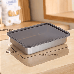 6pcs （3plates +3 lids）lidsStainless Steel Food Storage Containers Leak-Proof Stackable Space-Saving Airtight Lid for Freshness Ideal for Meal Prep Fruits Meats Veggies Leftovers Fridge Freezer Pantry Easy Clean Reusable Containers Ideal for Home Commercia