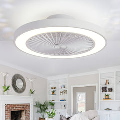 Modern Low Profile Ceiling Fan with 6 Speeds, Reversible Bladeless Ceiling Fans, Dimmable 3000-6500K LED Fan Lights, Smart Timing Ceiling Fan for Living Room, Bedroom, Office, Kitchen