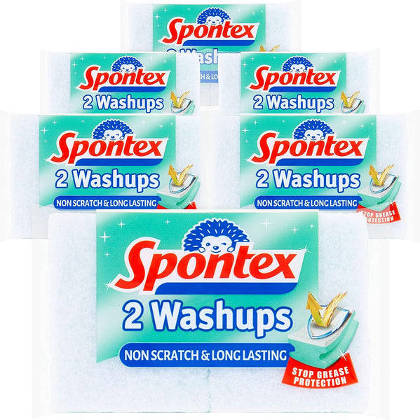 Spontex Washups General Purpose Sponge Scourers | 6.8 X 4 X 8.6Cm | Pack of 4