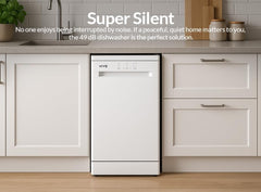 HYE Slimline Dishwasher, 45Cm Small Dishwasher, Freestanding Dish Washer with a White Finish, Compact under Counter Design, 9 Place Settings, 29-Minute Quick Wash, 4 Programs [2025]