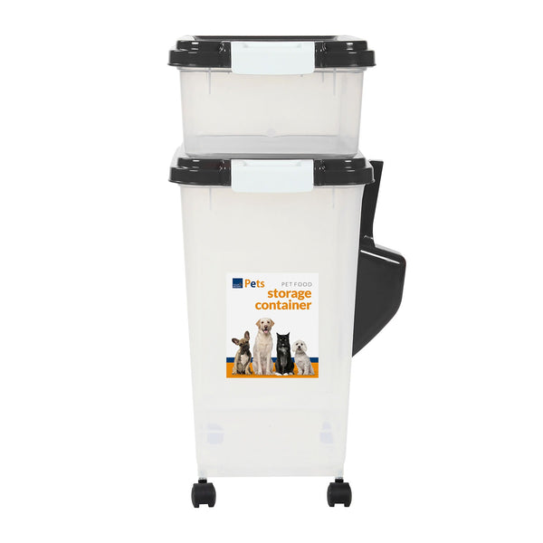Taylor & Brown 3-Piece 50L Airtight Pet Food Storage Container Combo with Scoop and Treat Box for Dog Cat and Bird Food, Keep Pests Out, Translucent Body, Easy Mobility