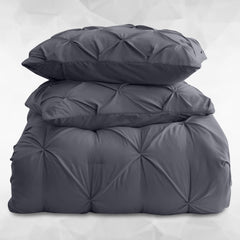 3pcs Pintuck Duvet Cover Set – Reversible Pinch Pleat Design with Pillowcases, Soft & Breathable Microfiber, Button Closure & Corner Ties, Machine Washable, Perfect for Bedroom or Guest Room – All Season