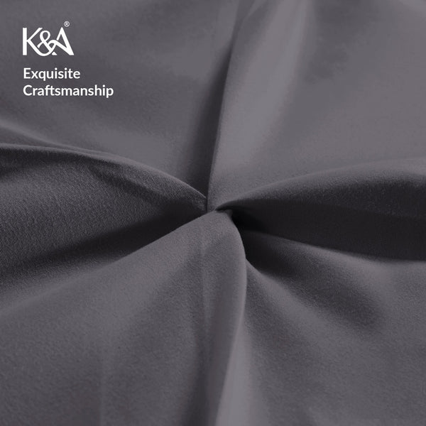 K&A® Pintuck Pinch Pleat Duvet Cover Set with Zipper Closure including Pillowcase – Ultrasoft Brushed Microfiber – Easy Care & Machine Washable