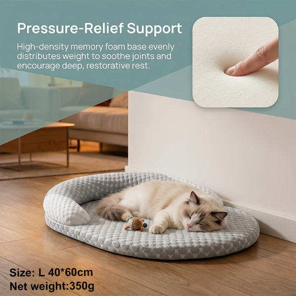 Orthopedic Cooling Dog Bed, Breathable Summer Pet Bed with Raised Edge, Soft Washable Dog Bed Mat for Small to Medium Dogs And Cats, Non-Slip Pet Mat for All-Season Use