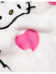 Hello Kitty Womens White Hooded Bathrobe | Cosy Fleece Loungewear with Pink Accents & Long Sleeves | Cartoon Character Design | Perfect for Relaxing Days | Hello Kitty Merch - Medium