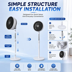 Air Circulation Fan Electric Fan Rechargeable Oscillating Fan 3-Gear Adjustment Stand Fan Household Air Circulation Fan