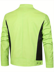 New Autumn/Winter Men's Jacket, European/American Style Motorcycle Jacket, Men's Stand Collar Windproof Winter Outerwear