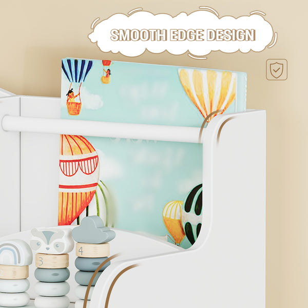 Toy Storage Units and Bookcase | With 8 Fabric Bins, Open Shelves, Display Rack, Suitable for Bedroom, Nursery, Playroom, Kindergarten, White - HZUANERI