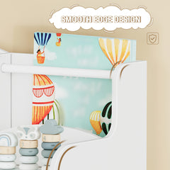 Toy Storage Units and Bookcase | With 8 Fabric Bins, Open Shelves, Display Rack, Suitable for Bedroom, Nursery, Playroom, Kindergarten, White - HZUANERI