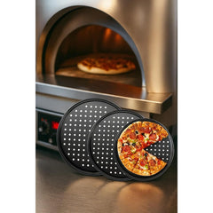 Non-Stick Pizza Baking Pan Round Mesh Tray Set of Three - 26/28/32cm