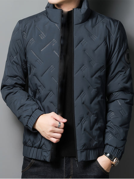 Lightweight Winter Stand Collar Jacket for Men, Quilted Thermal Business Casual Coat, Cold Weather Outerwear