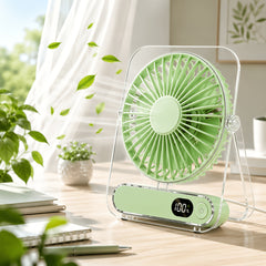 Portable Desktop Fan, Low DB Quiet Electric Cooling Fans, Turbo Air Circulation Blades, HD Smart Digital Display, 180° Rotation, 5000mAh, 5 Speed, Suitable for Bedrooms Home Office Dormitory