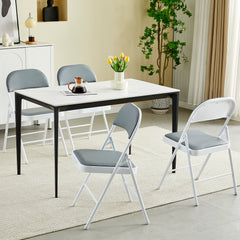 Set of 4 Folding Chairs, Faux Leather Foldable Chairs with Metal Frame and Padded Seat, Easy to Fold and Store for Home, Office, Dining and Reception
