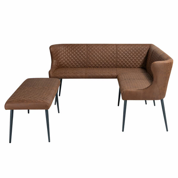 Indus Valley Henley Brown Corner Bench Set, Left Hand Facing