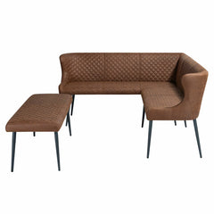 Indus Valley Henley Brown Corner Bench Set, Left Hand Facing