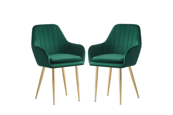 MOF Velvet Dining Chairs Kitchen Chairs Living Room Chairs with Sturdy Metal Legs Reception Chairs with Backrest and Padded Seat