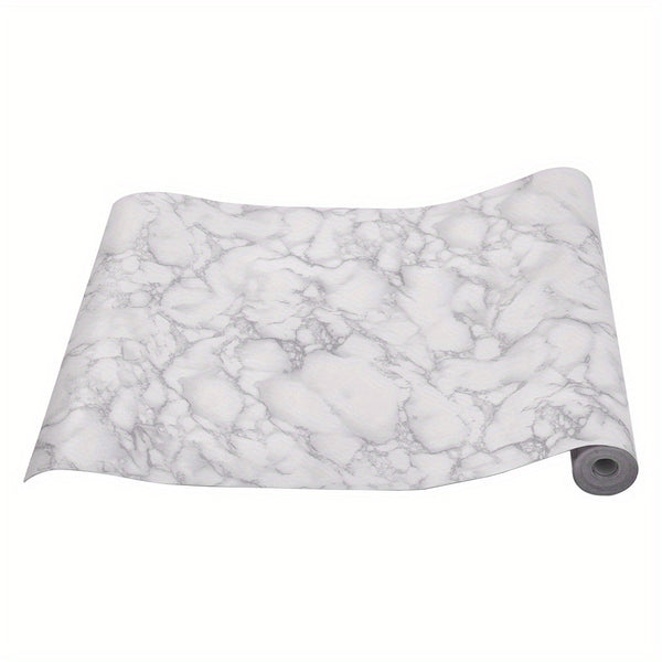 10M Self Adhesive Grey White Marble Effect Vinyl Wrap Film for Kitchen Worktops Wall Floor Sticker
