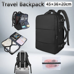 Large 45x36x20 Black Laptop Backpack for Women, Cabin Bag for EasyJet Underseat Use, Carry On Rucksack with Shoe Pouch, Organiser Pockets for Office, School, Travel and Daily Commute
