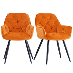 Dining Chairs with Velvet Thick Padded Upholstered Kitchen Tub Chair Armchair with Backrest Metal Legs Living Room Reception Leisure Chairs for Bedroom Lounge Office