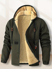 Men'S Cardigan Hooded Fleece Thickened Sweatshirt, Fashionable Fleece Warm Hoodie, Comfortable Loose Drawstring Hooded Sweatshirt, Autumn And Winter Men'S Clothing, Men'S Casual Hooded Sweatshirt with Zipper Pockets, Suitable for Winter And Autumn