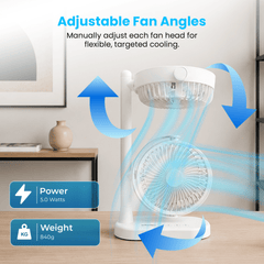 Schallen Desk Fan Double Head Fan with USB-C Power | Portable Dual Head Cooling Fan with 2 Adjustable Speeds | Table Desk Fan for Home, Office, Bedroom | Available in Black or White
