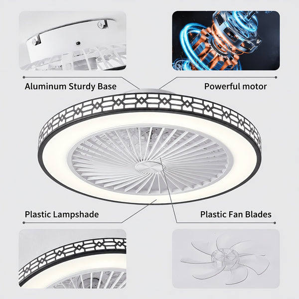 49cm Ceiling Fan with Light And Remote Control, Dimmable 3 Color Changing LED (3000K-6000K) Ceiling Fans with Lights, 6-Speed Ultra-Quiet Reversible DC Motor Ceiling Fan, Modern Fan Light for Bedroom, Living Room, Kitchen