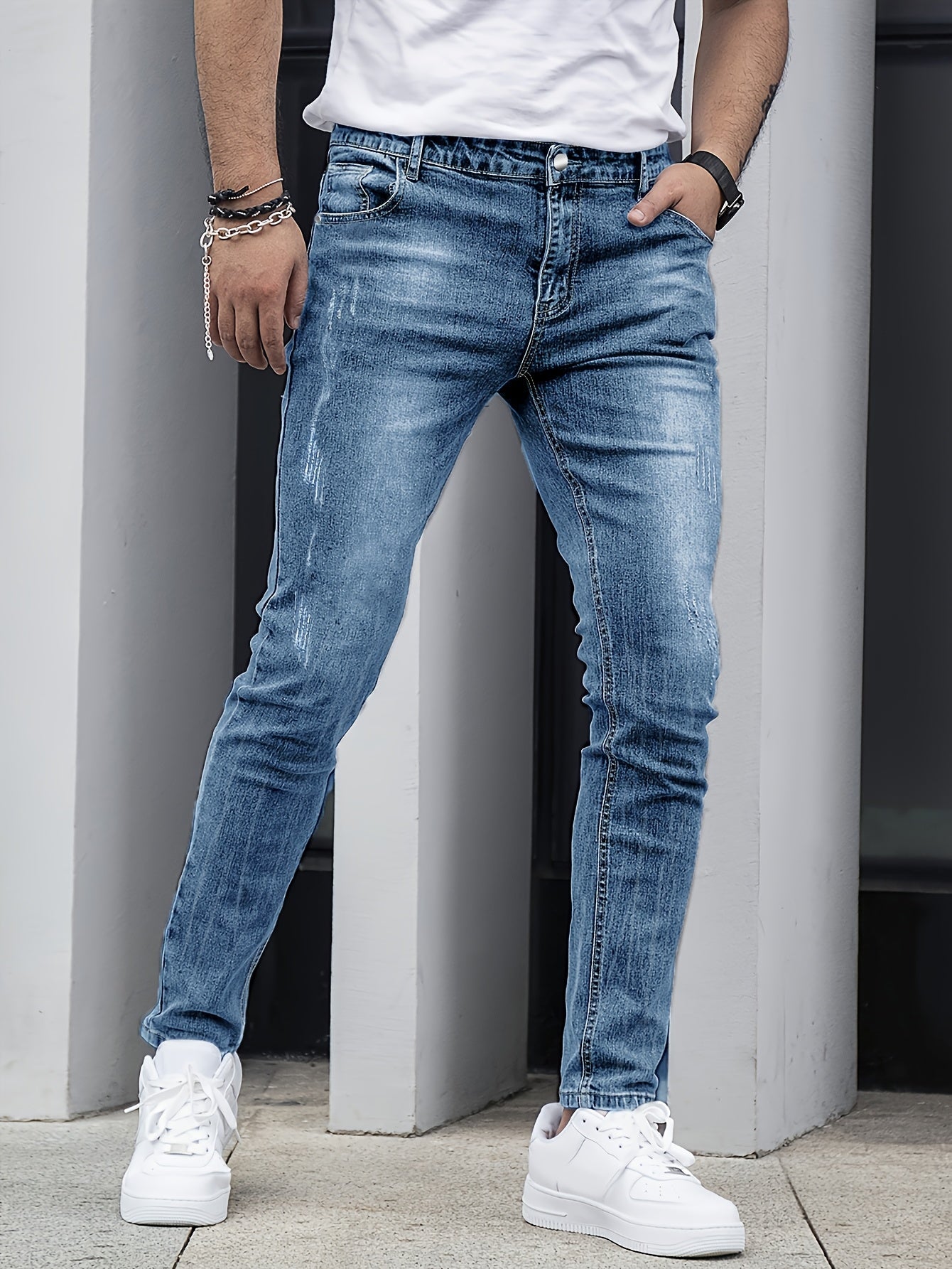 Men'S Denim Slim Fit Slimming Black Stretch Men'S Easy Casual Small Straight Leg Business Men'S Pants, Suitable for All 4 Seasons