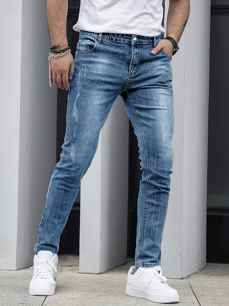 Men'S Denim Slim Fit Slimming Black Stretch Men'S Easy Casual Small Straight Leg Business Men'S Pants, Suitable for All 4 Seasons