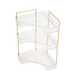 Transparent Triangular Storage Rack Golden Multi-layer, Cosmetic Layered Organizer Design, Suitable for Vanity Bedroom Bathroom, Corner Space Utilization Storage Skincare Products