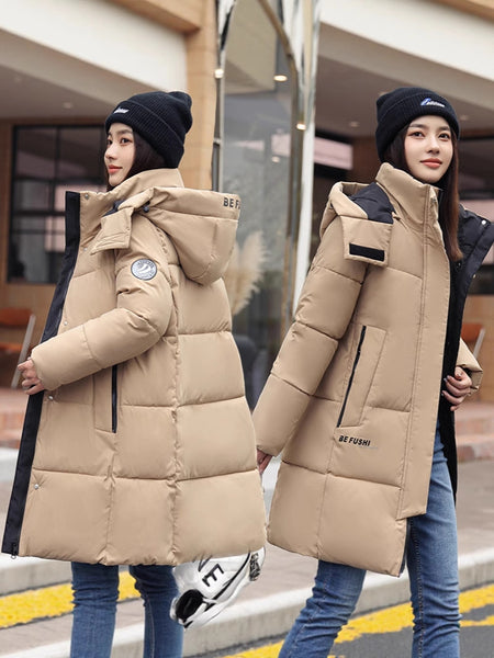 Sophisticated Winter Coat for Women Featuring a Hood And a Full Zipper, Perfect for Chilly Days. This Long-Sleeve Jacket Offers a Tailored Fit And Is Suitable for Both Outdoor And Everyday Travel. Dry Clean Only, Made with High-Quality Materials