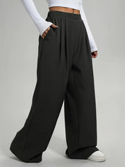 Elegant Set of Two Solid Color Casual Wide-Leg Pants