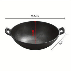 1 Kitchen Cast Iron Pot, Non-stick Multi-purpose Cookware, Household Kitchen Stir-frying Pot, Cast Iron Stir-frying Pot with Double Ears, Not Easy to Stick, Delicious and Healthy, Black, 30*30*9cm