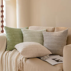 Set of 2 Luxury Corduroy Throw Pillow with Pillow Inserts, 18