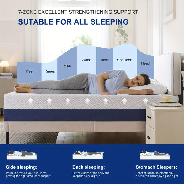 15&18&20&25cm Memory Foam Mattress, Medium Feel with Removable Polyester Cover, Tight Top Knitting Construction, Ideal for Single, Small Double, Double, King Sizes