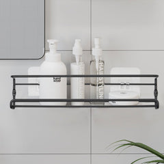 4 pieces, kitchen spice rack combination, no punching seasoning storage rack, metal wall mounted kitchen spice rack, layered storage of spices, seasonings, knives and forks, bathroom toiletries storage rack, cosmetics shelf, black