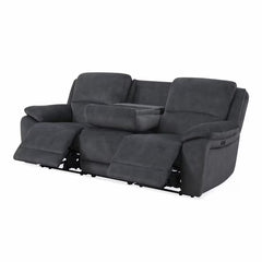 Belagio Blue Fabric Power Recliner 3 Seater Sofa