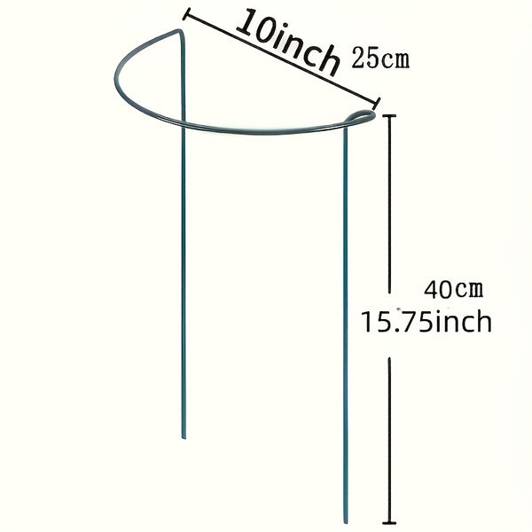 HiGift 8pcs Plant Support Stakes, Semi-Circular Metal Garden Cultivation Trellis for Indoor Peony Cages and Supports, Tomato and Hydrangea Outdoor Green Plant Support Rings, Width 25.4cm X Height 40.96cm