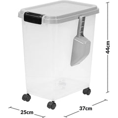 20 Litre Airtight Pet Food Storage Container With Plastic Measuring Scoop Treats For Pet Dog Cat Animal Dry Food Dispenser With Casters, Grey