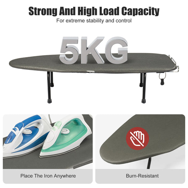 Ironing Board Foldable Mini Ironing Board Tabletop Ironing Board Foldable Portable Design with Built-in Iron Rest, Non-Slip Legs, Lightweight for Small Spaces, Dorms, Apartments