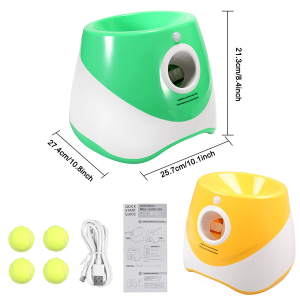 [Automatic Dog Ball Launcher] Automatic Dog Ball Launcher with 3 ETPU Durable Balls, 3 Adjustable Distances (9.8ft/19.7ft/29.5ft), Rechargeable with USB Charging Cable | Interactive Toy for Small and Medium Dogs, Intelligence Training and Simulation