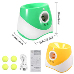 [Automatic Dog Ball Launcher] Automatic Dog Ball Launcher with 3 ETPU Durable Balls, 3 Adjustable Distances (9.8ft/19.7ft/29.5ft), Rechargeable with USB Charging Cable | Interactive Toy for Small and Medium Dogs, Intelligence Training and Simulation